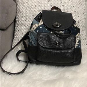 Coach leather and denim backpack